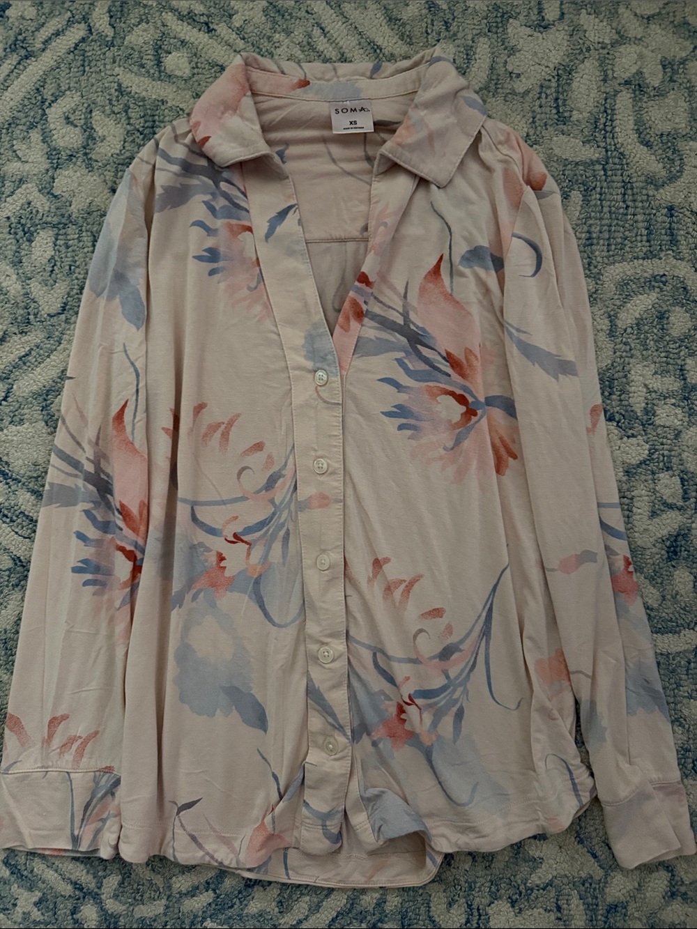 Soma Light Pink Floral Button-Down Shirt
